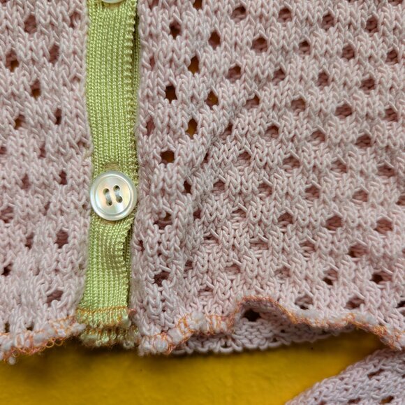 Upcycled Designer Long Sleeve Knit Granny Square Collared Crop Top Megan O'Cain - Picture 6 of 11